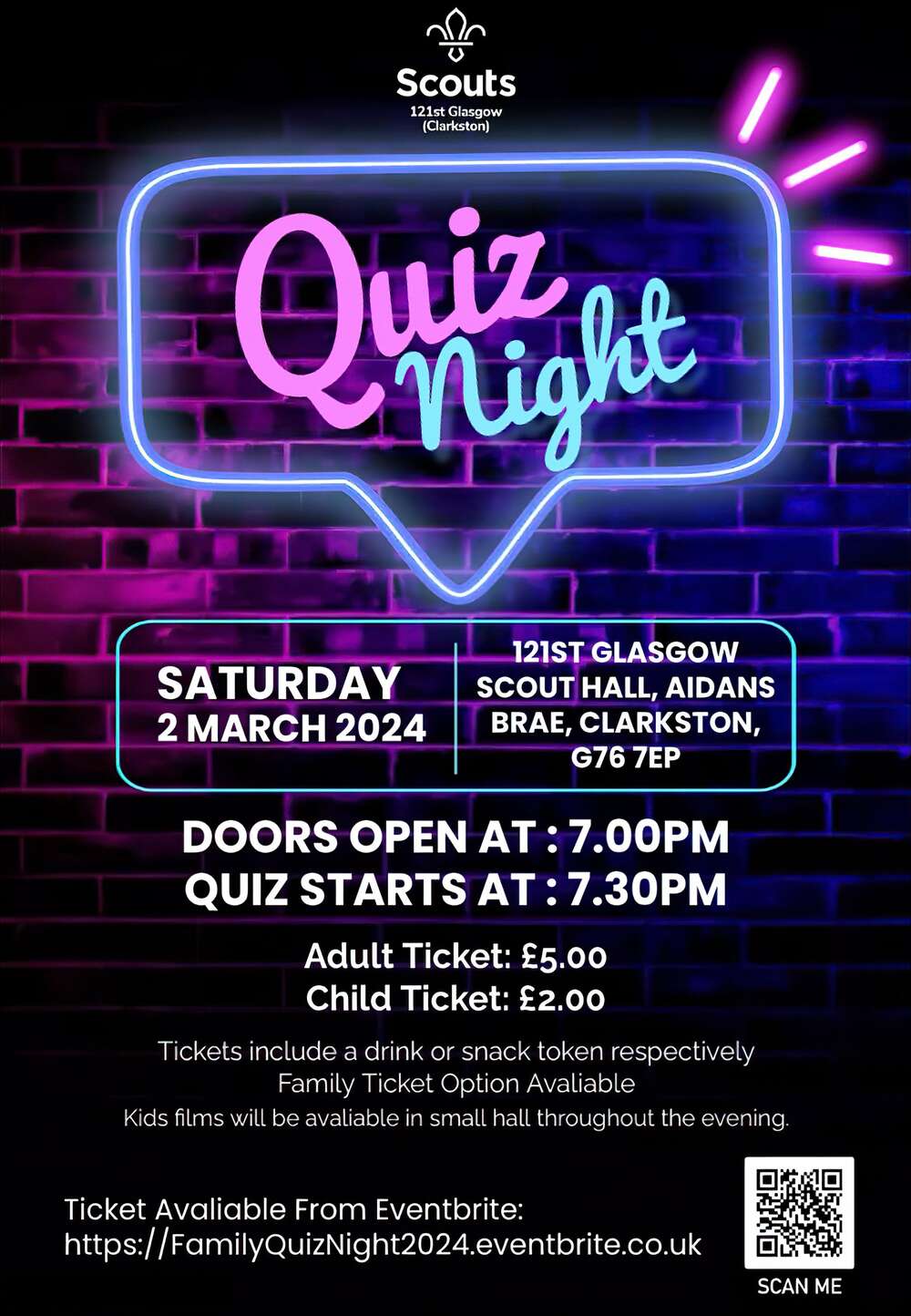 121st Glasgow Scout Group - Family Quiz Night 2024